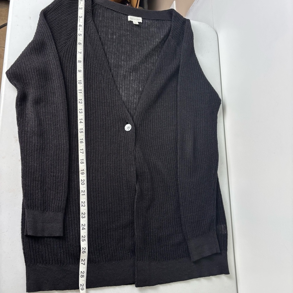 Garnet Hill Black Organic Linen Cardigan - Picture 6 of 7